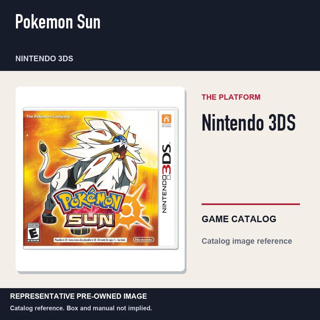 Representative pre-owned Pokemon Sun (Nintendo 3DS), platform product layout.