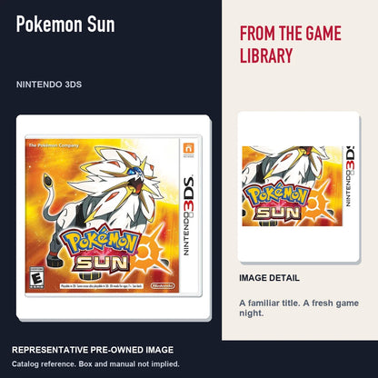 Representative pre-owned Pokemon Sun (Nintendo 3DS), editorial image and detail.