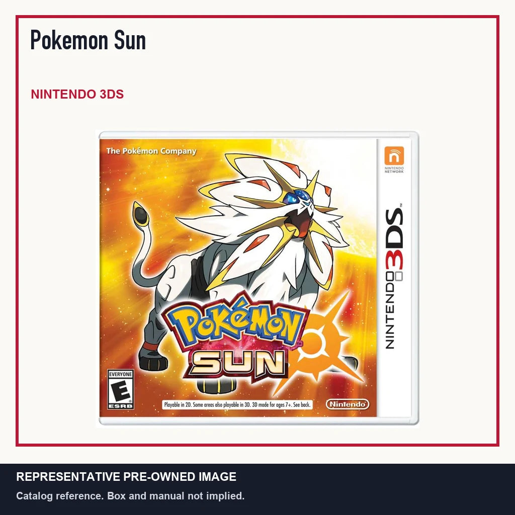Representative pre-owned Pokemon Sun (Nintendo 3DS), minimal product layout.