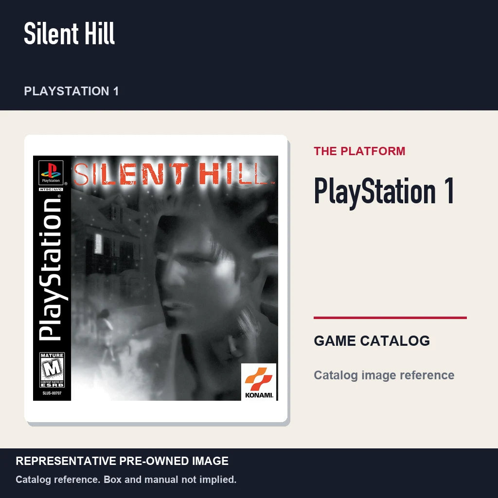Representative pre-owned Silent Hill (PlayStation 1), platform product layout.