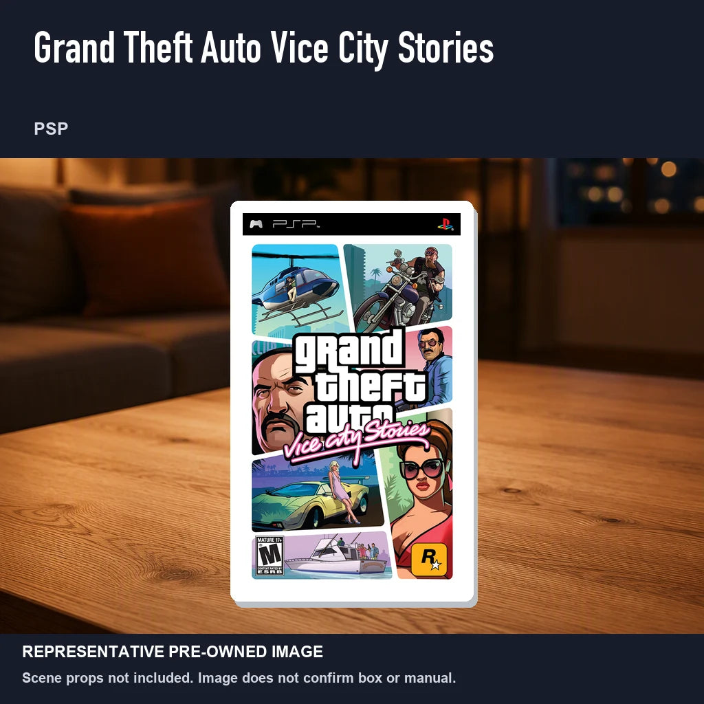 Representative pre-owned Grand Theft Auto Vice City Stories (PSP), product image in a styled room scene.