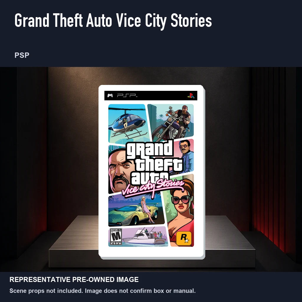 Representative pre-owned Grand Theft Auto Vice City Stories (PSP), product image on a display panel.