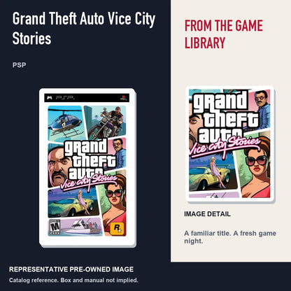 Representative pre-owned Grand Theft Auto Vice City Stories (PSP), editorial image and detail.