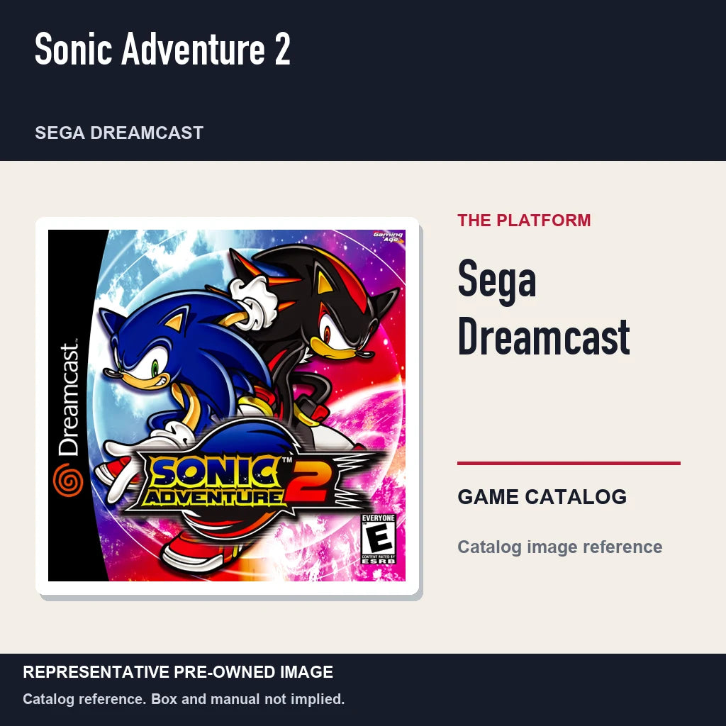Representative pre-owned Sonic Adventure 2 (Sega Dreamcast), platform product layout.