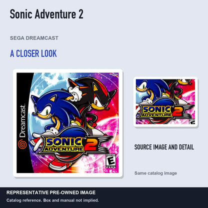 Representative pre-owned Sonic Adventure 2 (Sega Dreamcast), full image with detail inset.