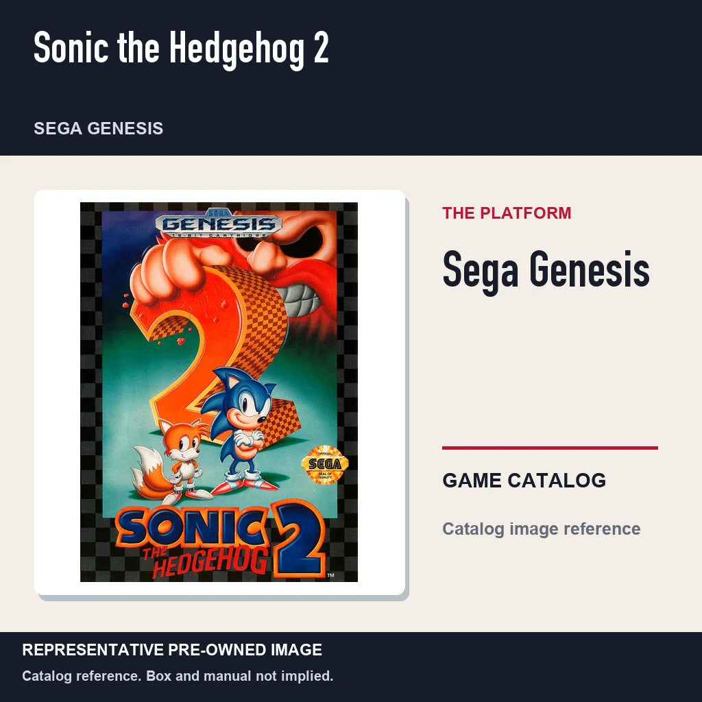 Representative pre-owned Sonic the Hedgehog 2 (Sega Genesis), platform product layout.