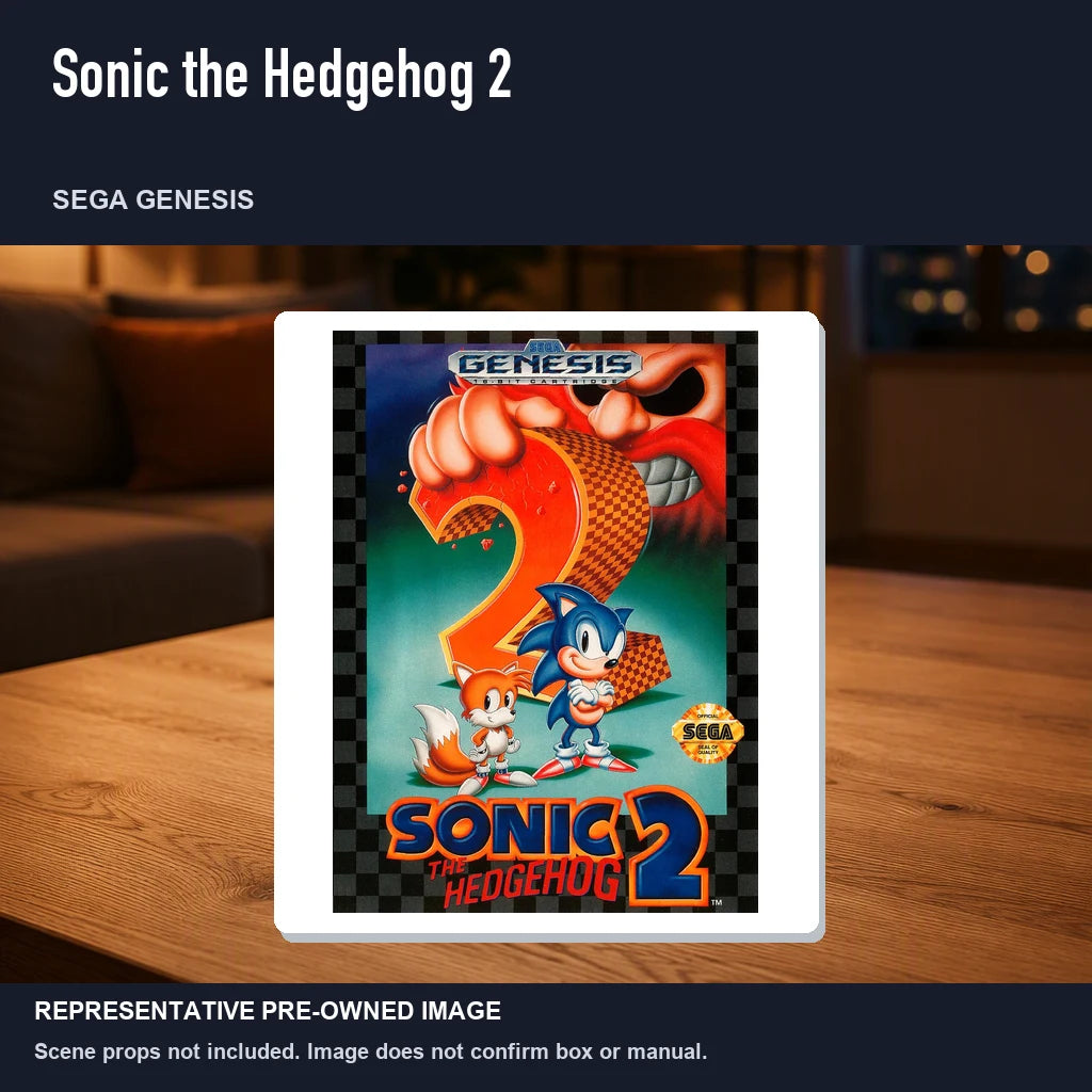 Representative pre-owned Sonic the Hedgehog 2 (Sega Genesis), product image in a styled room scene.