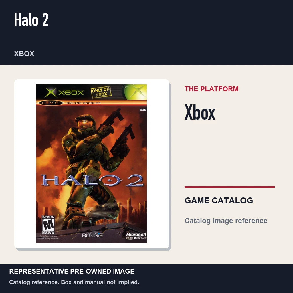 Representative pre-owned Halo 2 (Xbox), platform product layout.