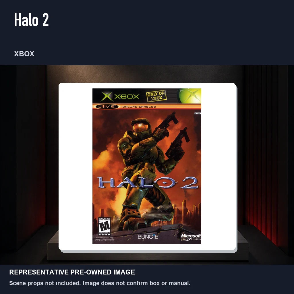 Representative pre-owned Halo 2 (Xbox), product image on a display panel.