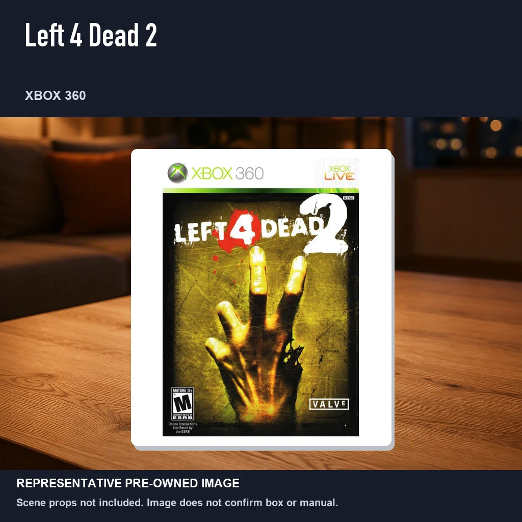 Representative pre-owned Left 4 Dead 2 (Xbox 360), product image in a styled room scene.