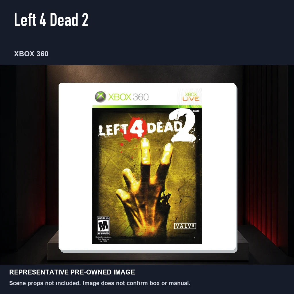 Representative pre-owned Left 4 Dead 2 (Xbox 360), product image on a display panel.
