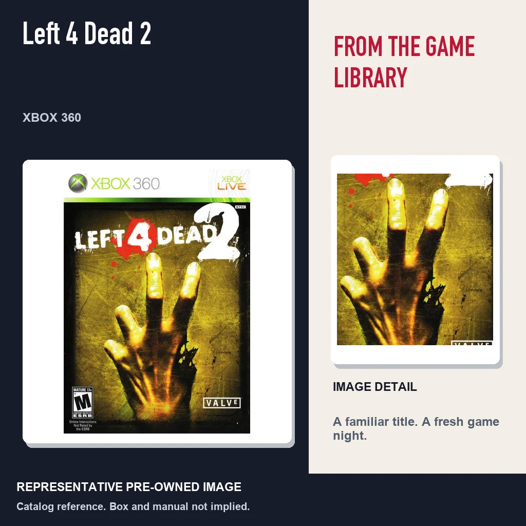 Representative pre-owned Left 4 Dead 2 (Xbox 360), editorial image and detail.