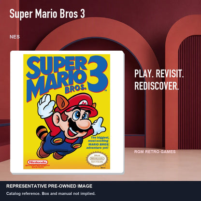 Representative pre-owned Super Mario Bros 3 (NES), red retro product layout.