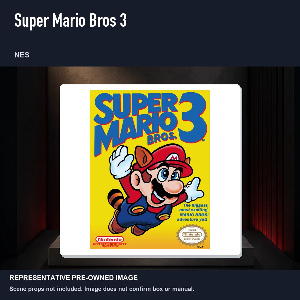 Representative pre-owned Super Mario Bros 3 (NES), product image on a display panel.