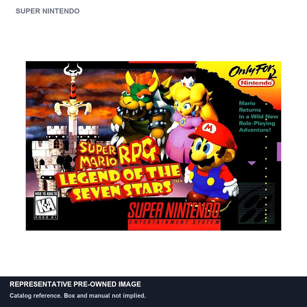 Representative pre-owned Super Mario RPG (Super Nintendo), white product reference.