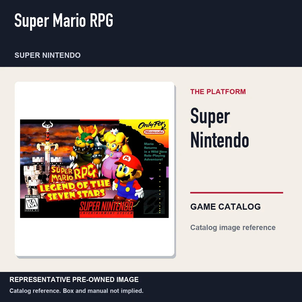 Representative pre-owned Super Mario RPG (Super Nintendo), platform product layout.