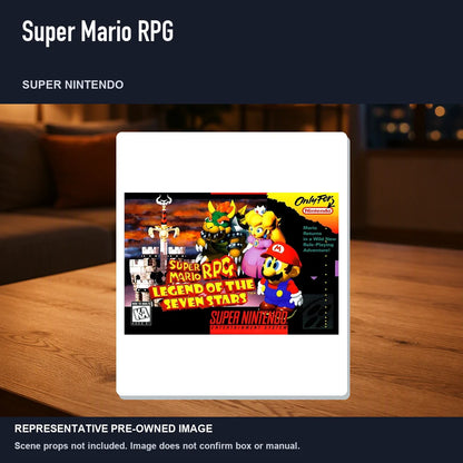 Representative pre-owned Super Mario RPG (Super Nintendo), product image in a styled room scene.