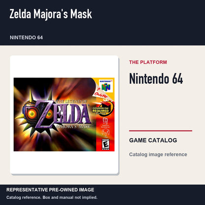 Representative pre-owned Zelda Majora's Mask (Nintendo 64), platform product layout.