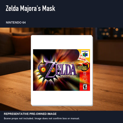 Representative pre-owned Zelda Majora's Mask (Nintendo 64), product image in a styled room scene.