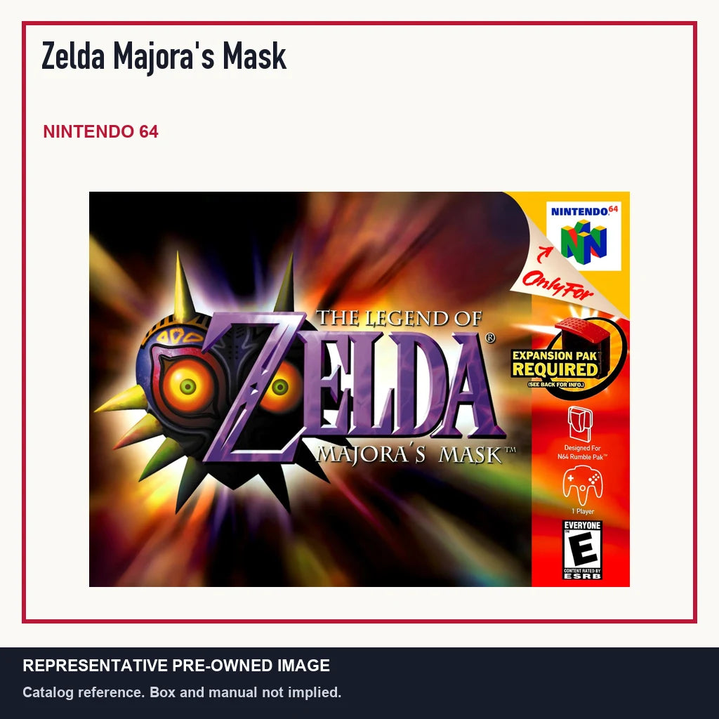 Representative pre-owned Zelda Majora's Mask (Nintendo 64), minimal product layout.
