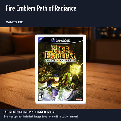 Representative pre-owned Fire Emblem Path of Radiance (GameCube), product image in a styled room scene.