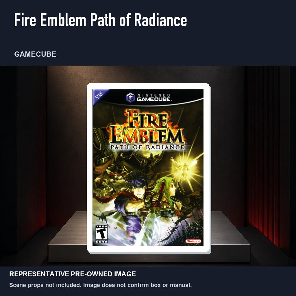 Representative pre-owned Fire Emblem Path of Radiance (GameCube), product image on a display panel.