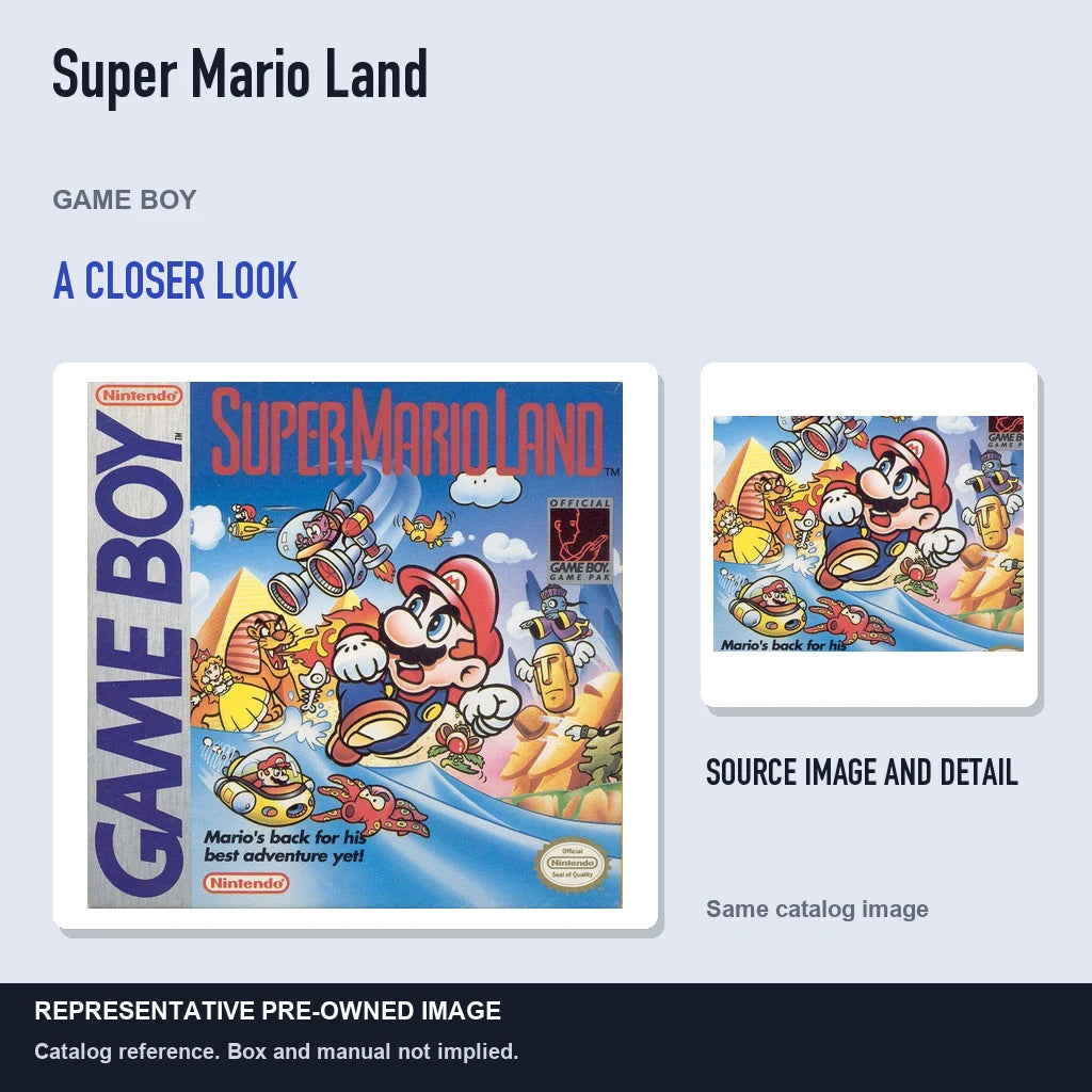 Representative pre-owned Super Mario Land (Game Boy), full image with detail inset.
