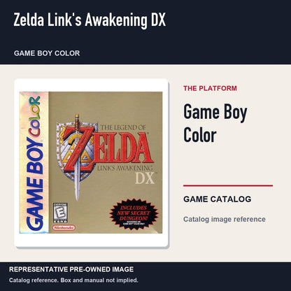 Representative pre-owned Zelda Link's Awakening DX (Game Boy Color), platform product layout.