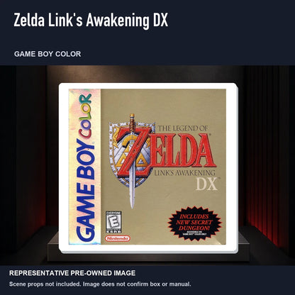 Representative pre-owned Zelda Link's Awakening DX (Game Boy Color), product image on a display panel.