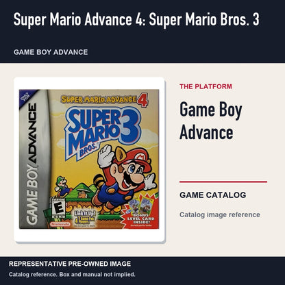 Representative pre-owned Super Mario Advance 4: Super Mario Bros. 3 (Game Boy Advance), platform product layout.