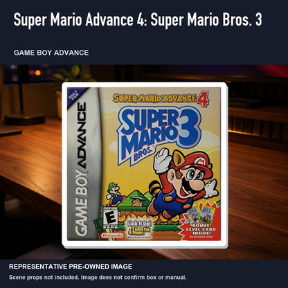 Representative pre-owned Super Mario Advance 4: Super Mario Bros.… (Game Boy Advance), product image in a styled desk scene.