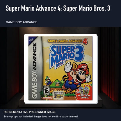 Representative pre-owned Super Mario Advance 4: Super Mario Bros. 3 (Game Boy Advance), product image on a display panel.