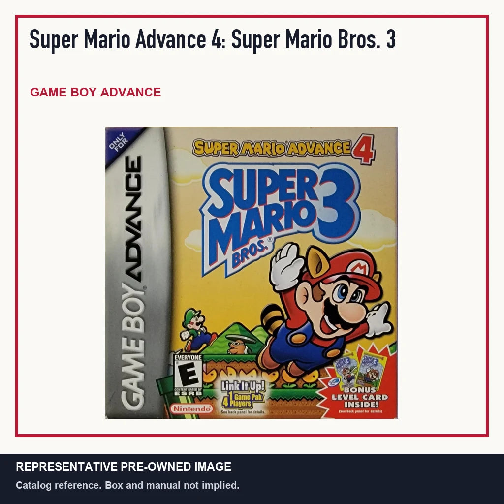 Representative pre-owned Super Mario Advance 4: Super Mario Bros. 3 (Game Boy Advance), minimal product layout.