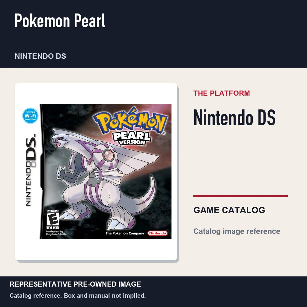 Representative pre-owned Pokemon Pearl (Nintendo DS), platform product layout.
