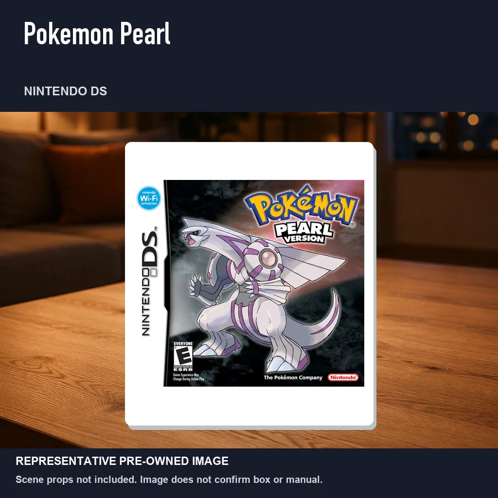 Representative pre-owned Pokemon Pearl (Nintendo DS), product image in a styled room scene.