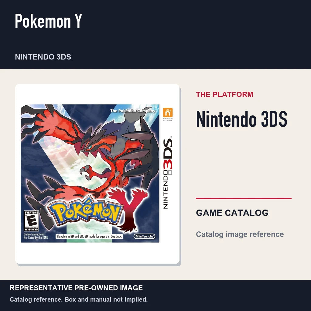Representative pre-owned Pokemon Y (Nintendo 3DS), platform product layout.