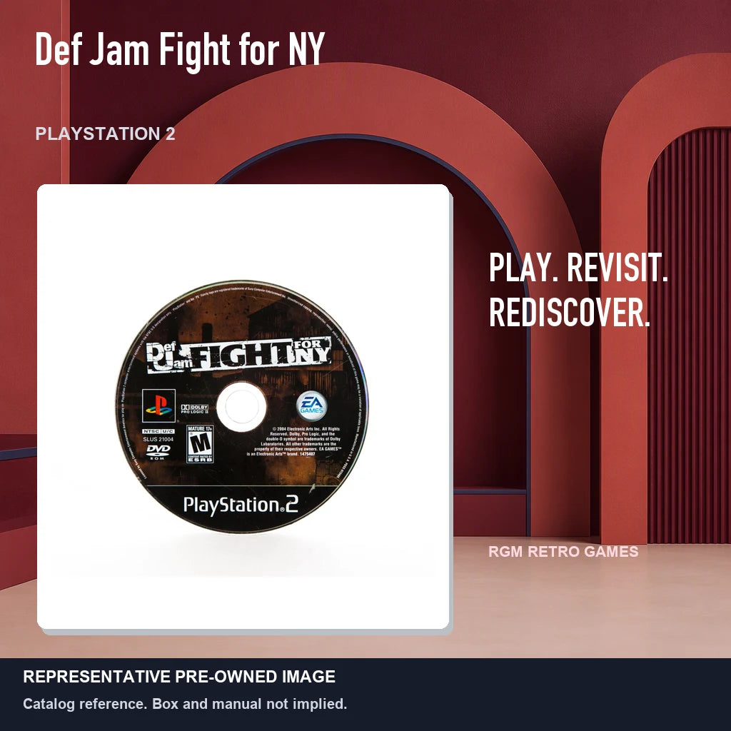 Representative pre-owned Def Jam Fight for NY (PlayStation 2), red retro product layout.