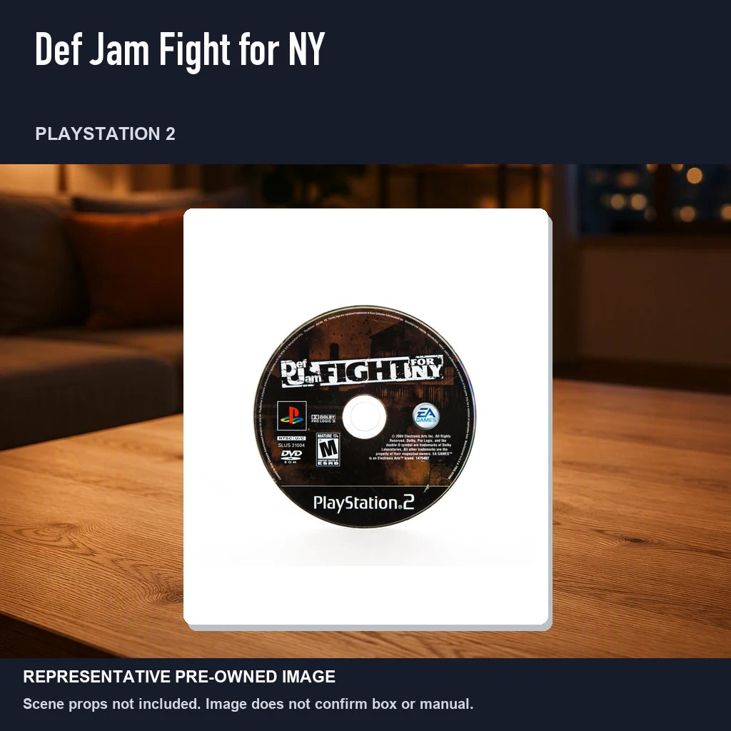 Representative pre-owned Def Jam Fight for NY (PlayStation 2), product image in a styled room scene.
