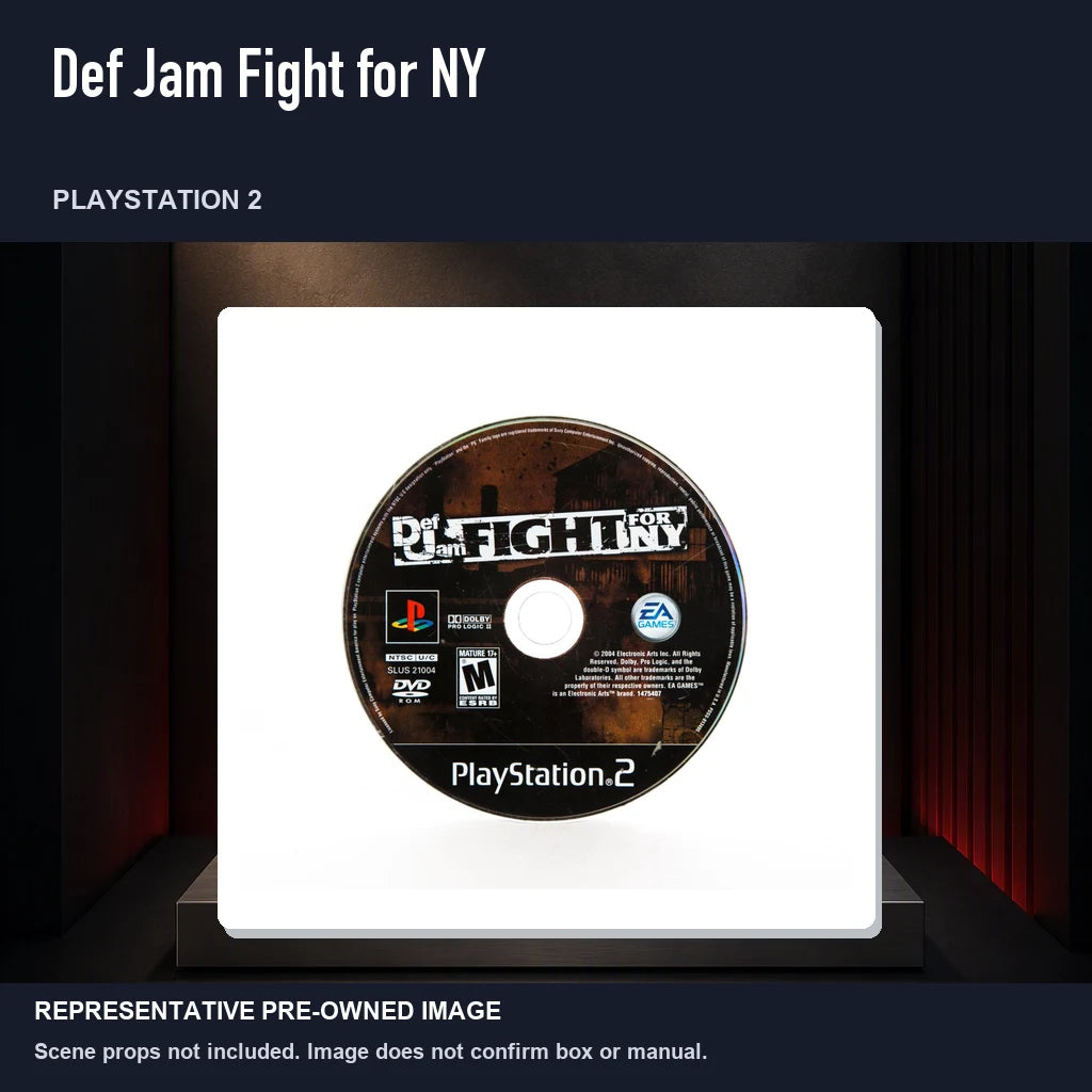 Representative pre-owned Def Jam Fight for NY (PlayStation 2), product image on a display panel.