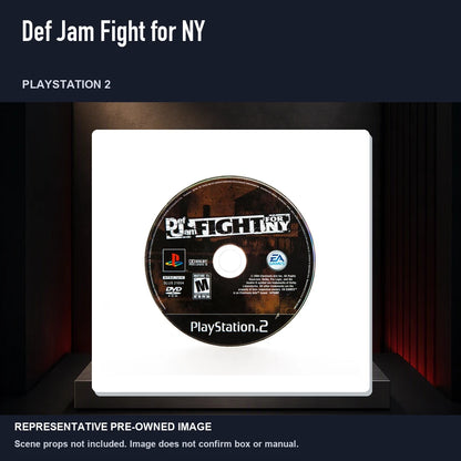 Representative pre-owned Def Jam Fight for NY (PlayStation 2), product image on a display panel.