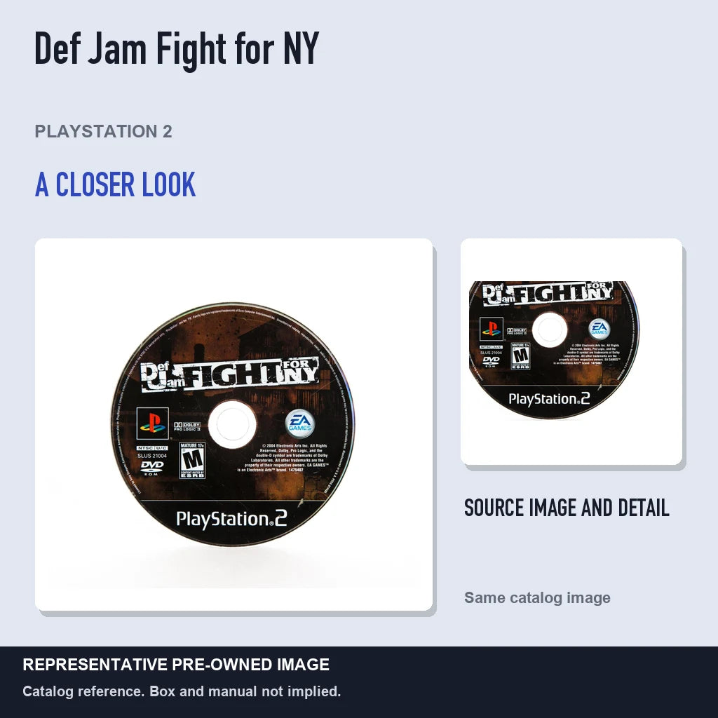 Representative pre-owned Def Jam Fight for NY (PlayStation 2), full image with detail inset.