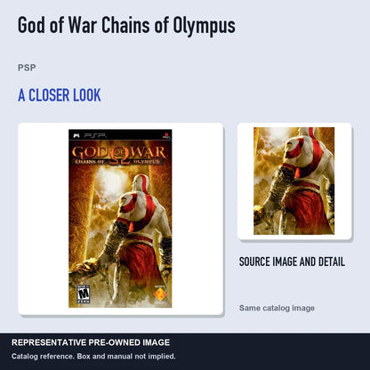Representative pre-owned God of War Chains of Olympus (PSP), full image with detail inset.