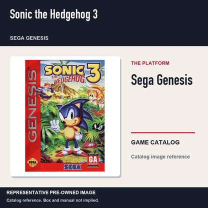 Representative pre-owned Sonic the Hedgehog 3 (Sega Genesis), platform product layout.