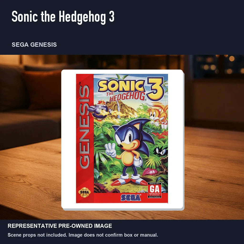 Representative pre-owned Sonic the Hedgehog 3 (Sega Genesis), product image in a styled room scene.