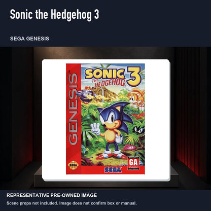 Representative pre-owned Sonic the Hedgehog 3 (Sega Genesis), product image on a display panel.