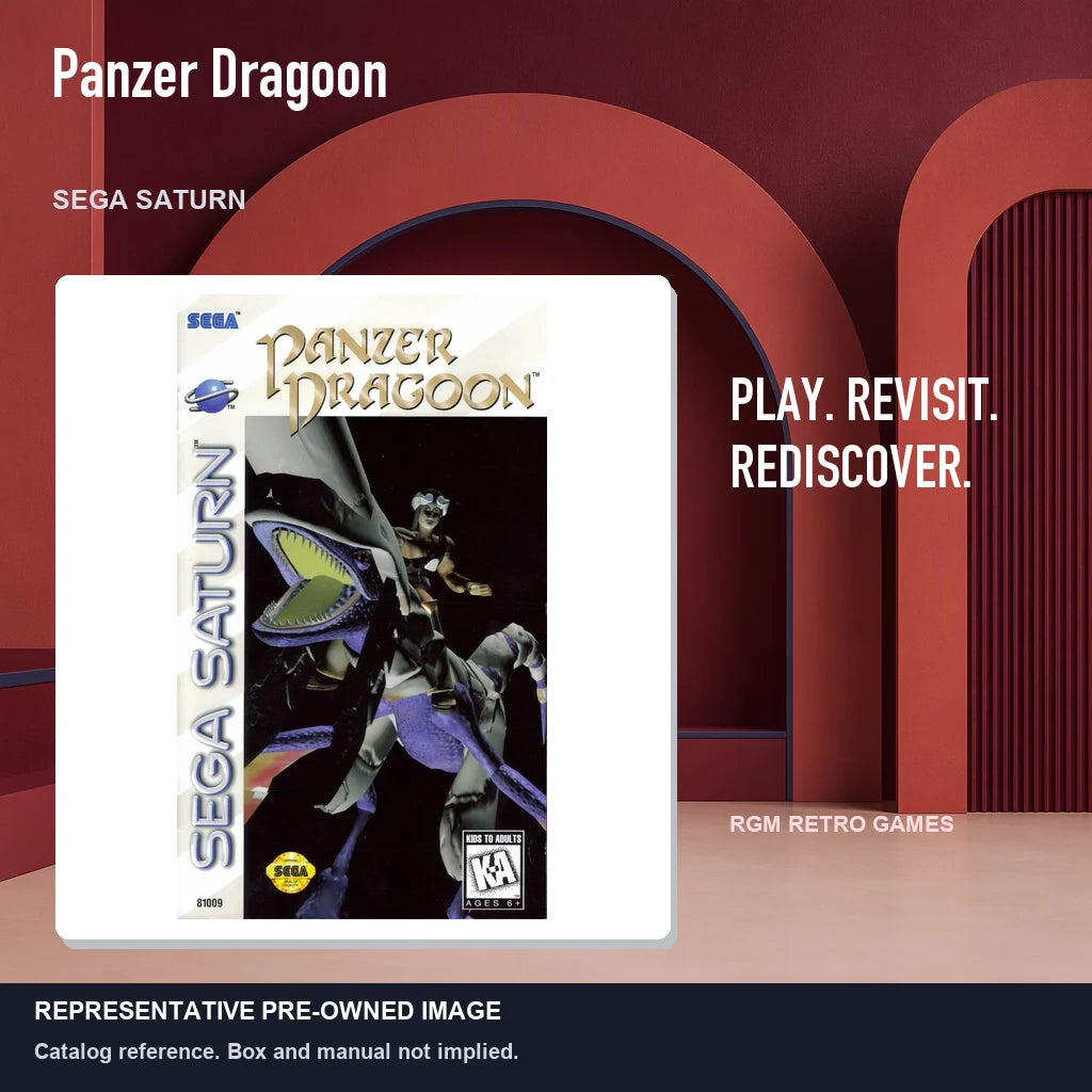 Representative pre-owned Panzer Dragoon (Sega Saturn), red retro product layout.