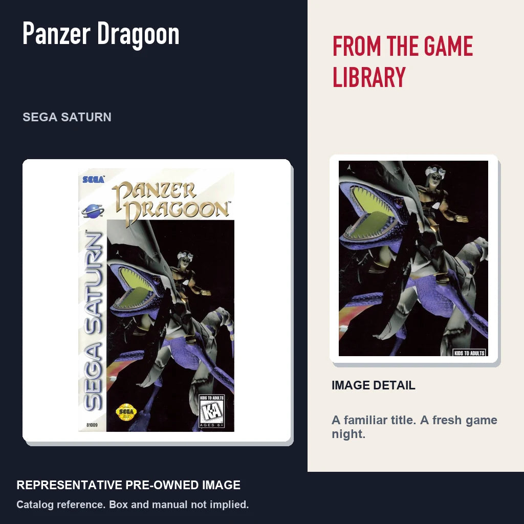 Representative pre-owned Panzer Dragoon (Sega Saturn), editorial image and detail.