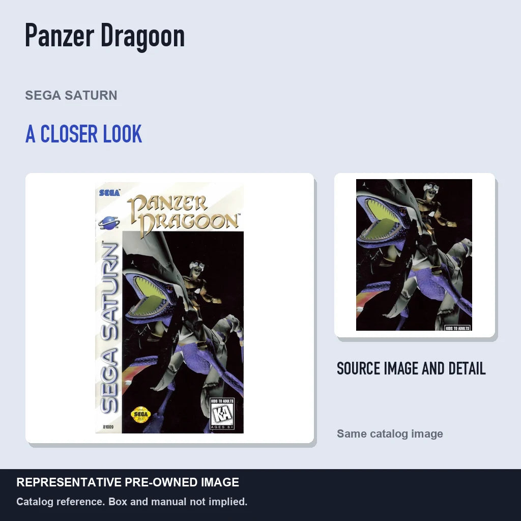 Representative pre-owned Panzer Dragoon (Sega Saturn), full image with detail inset.