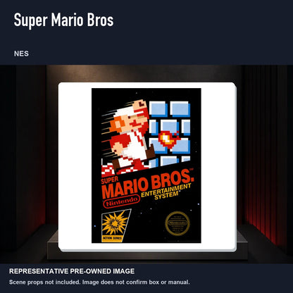 Representative pre-owned Super Mario Bros (NES), product image on a display panel.