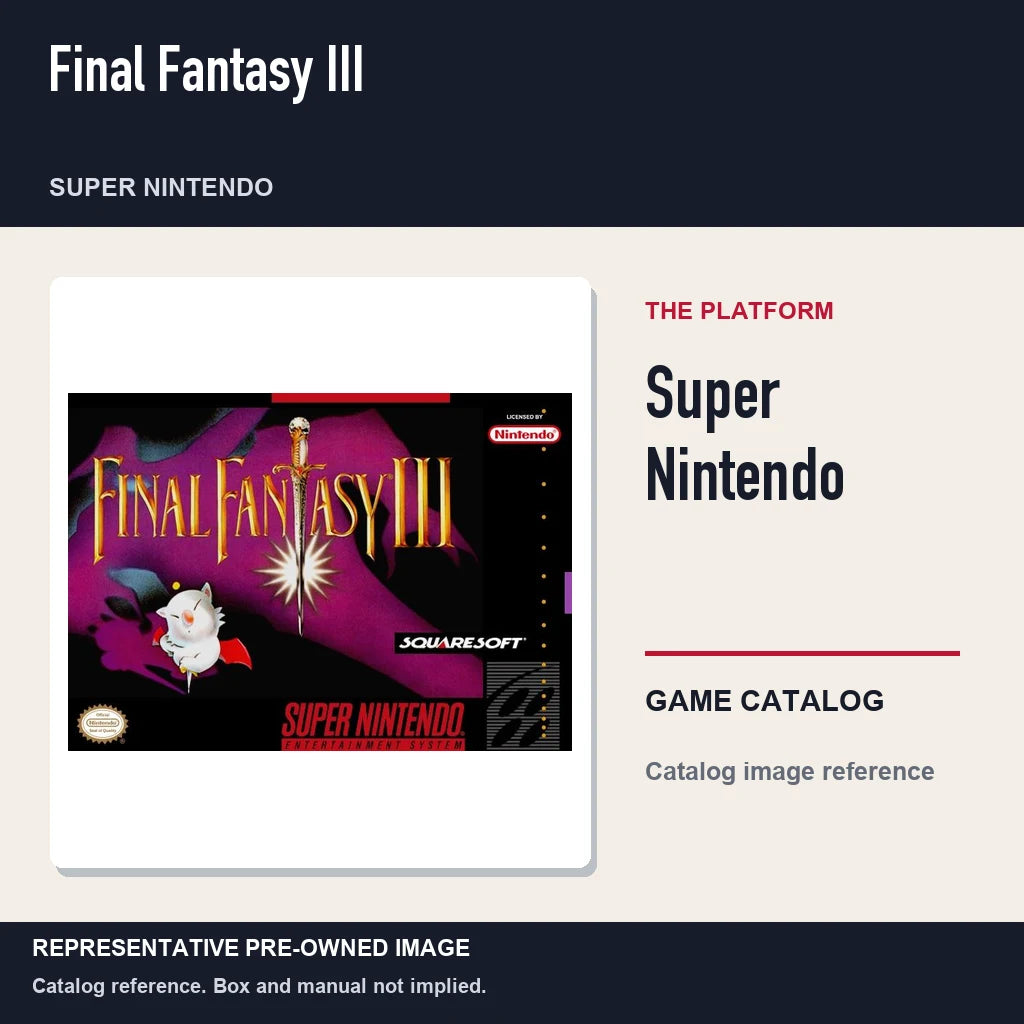 Representative pre-owned Final Fantasy III (Super Nintendo), platform product layout.